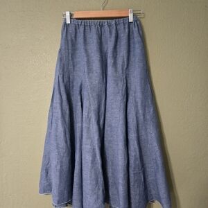 CP Shades 100% Linen Fanny A-Line Midi Skirt in Blue Size XS  Made in USA